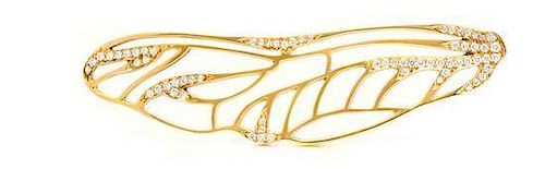 * An 18 Karat Yellow Gold and Diamond Dragonfly Wing Brooch, Angela Cummings for Tiffany & Co., Circa 1981, 7.60 dwts.