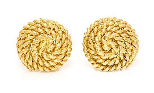 A Pair of 18 Karat Yellow Gold Earrings, Tiffany & Co., 4.90 dwts.