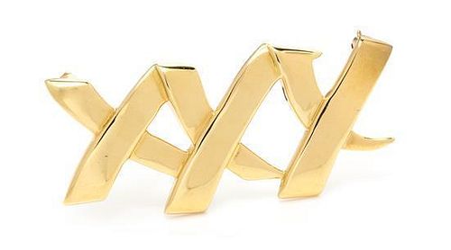 An 18 Karat Yellow Gold "X" Brooch, Paloma Picasso for Tiffany & Co., 7.60 dwts.
