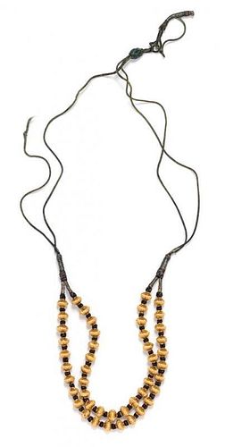 A Yellow Gold Bead Necklace, 13.00 dwts.