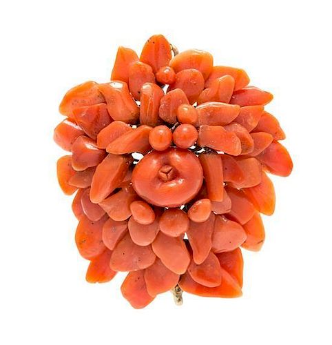 * A Carved Coral Pendant/Brooch, Circa Mid 19th Century, 8.00 dwts.