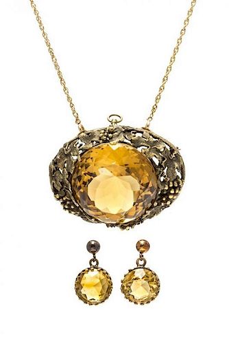 A Collection of Victorian Yellow Gold and Citrine Jewelry, 27.80 dwts.