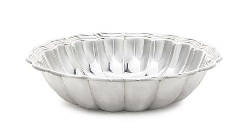 * An American Silver Bowl, Gorham Mfg. Co., Providence, RI, 1956, of lobed shaped circular form with stepped reeded rim