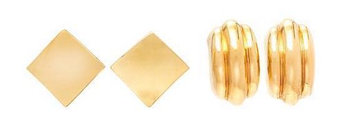 A Collection of 14 Karat Yellow Gold Earclips, 7.30 dwts.
