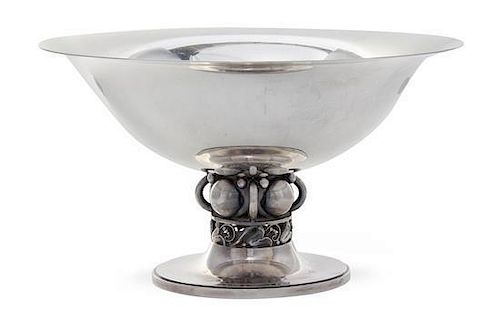 An American Silver Centerpiece Bowl, Alphonse LaPaglia for International Silver Co., Meriden, CT, Circa 1950, the circular bowl