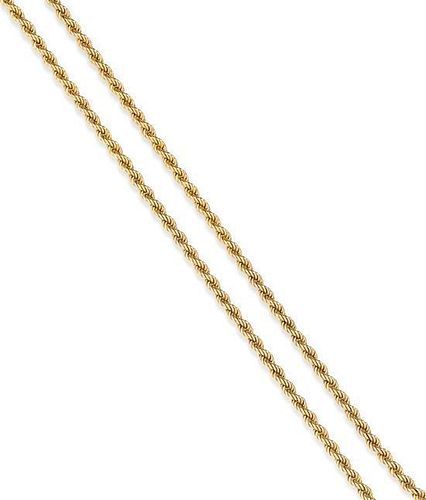 An 18 Karat Yellow Gold Longchain Rope Necklace, 51.96 dwts.