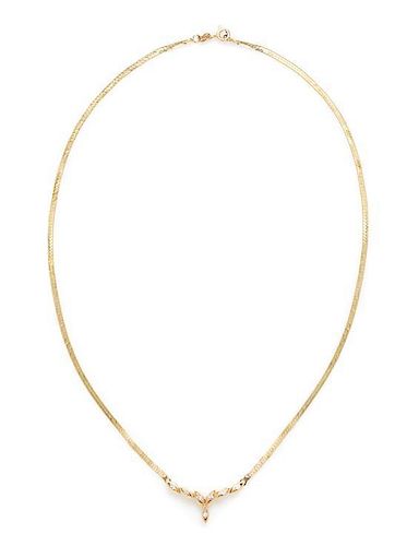 A Collection of 14 Karat Yellow Gold and Diamond Necklaces, 11.50 dwts.