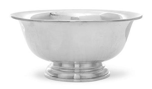 An American Silver "Revere" Bowl, Quaker Silver Co., North Attleboro, MA, Mid 20th Century, of typical form with flared rim on s