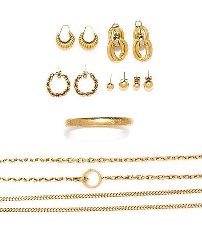 * A Collection of Yellow Gold Jewelry, 52.80 dwts.