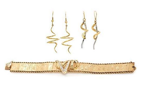 * A Collection of Yellow Gold Jewelry, 27.80 dwts.