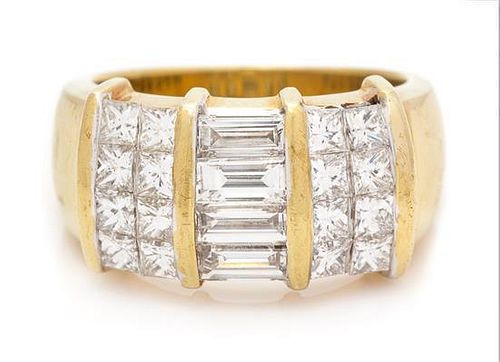 An 18 Karat Yellow Gold and Diamond Ring, 6.70 dwts.