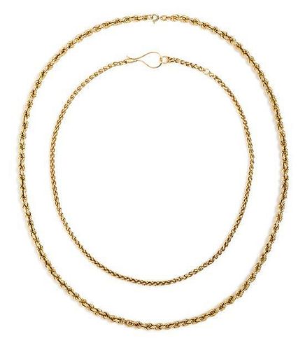 * A Collection of 18 Karat Yellow Gold Chains, 27.20 dwts.
