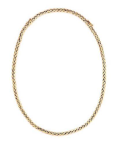 A 14 Karat Yellow Gold Wheat Chain Necklace, 31.00 dwts.