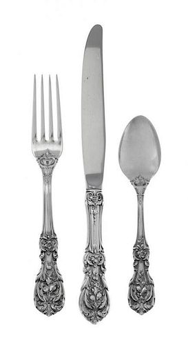 An American Silver Flatware Service,, Reed & Barton, Taunton, MA, Circa 1920, Francis I pattern, comprising 12 dinner knives 12