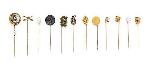A Collection of Vintage Stickpins, 18.80 dwts.