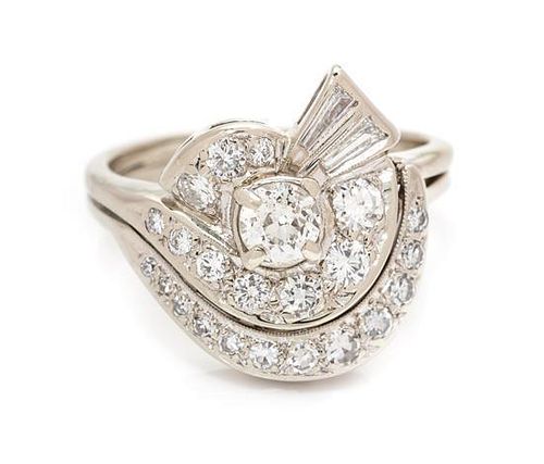 A White Gold and Diamond Ring, 4.20 dwts.