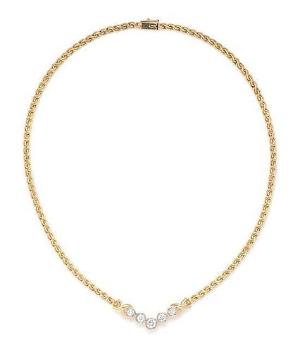 A 14 Karat Yellow Gold and Diamond Necklace, 11.20 dwts.