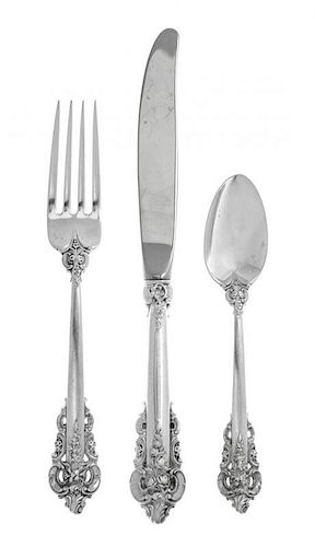* An American Silver Flatware Service,, Wallace Silversmiths, Wallingford, CT, Mid 20th Century, Grand Baroque pattern, comprisi
