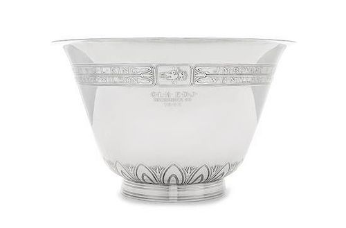 * An American Silver Centerpiece Bowl, Tiffany & Co., New York, NY, Circa 1940, of deep circular form with flared rim, the surfa