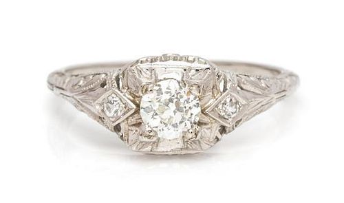 A White Gold and Diamond Ring, Circa 1925, 1.90 dwts.