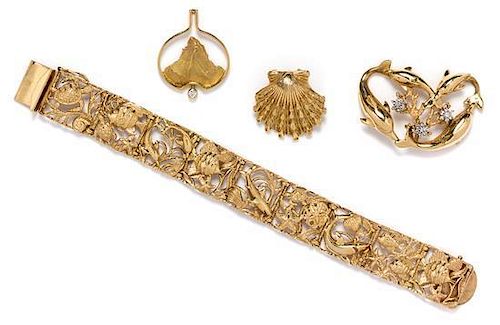 * A Collection of Yellow Gold Jewelry, 48.50 dwts.