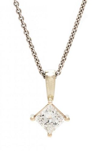 A White Gold and Diamond Pendant, 2.50 dwts