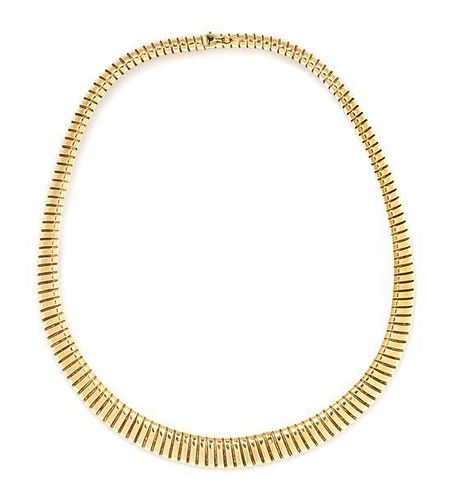An 18 Karat Gold Tubogas Necklace, Italian, 46.00 dwts.