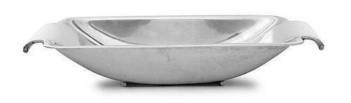 An American Silver Two-Handled Fruit Dish, Reed & Barton, Taunton, MA, Circa 1935, rectangular with rounded corners, the ends wi