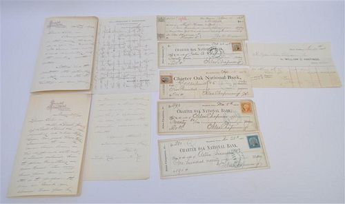 LOT OF 19TH C. CANCELED CHECKS - PD IN GOLD - CORRESPONDENCE