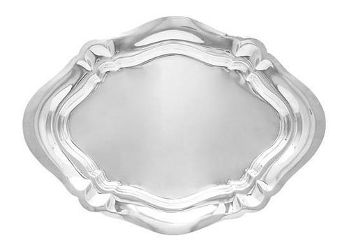 An American Silver Meat Platter, Reed & Barton, Taunton, MA, 1939, Dublin pattern, shaped oval, the wide border partly lobed