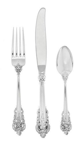 An American Silver Flatware Service, R. Wallace & Sons Mfg. Co., Wallingford, CT, Mid 20th Century, Grand Baroque pattern, compr