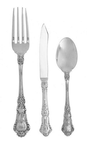 * An American Silver Flatware Service, Gorham Mfg. Co., Providence, RI, Early 20th Century, Baronial pattern, engraved with init