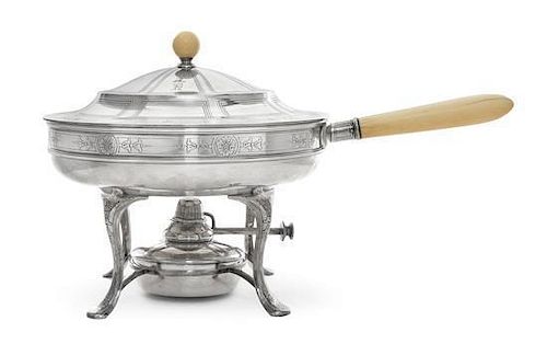 * An American Silver Chafing Dish on Lampstand, Tiffany & Co., New York, NY, Circa 1920, of circular form, the dish, stand and d
