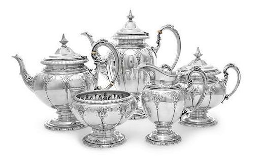 * An American Silver Five-Piece Tea and Coffee Set,, Towle Silversmiths, Newburyport, MA., Early 20th Century, comprising a teap