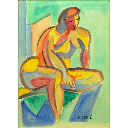 Andre Lhote, French  (1885 - 1962) Watercolor on paper "Seated Nude"