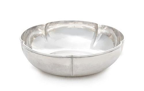An American Silver Bowl, The Kalo Shop, Chicago, IL, Circa 1920, of circular five-lobed form with lightly spot-hammered surface
