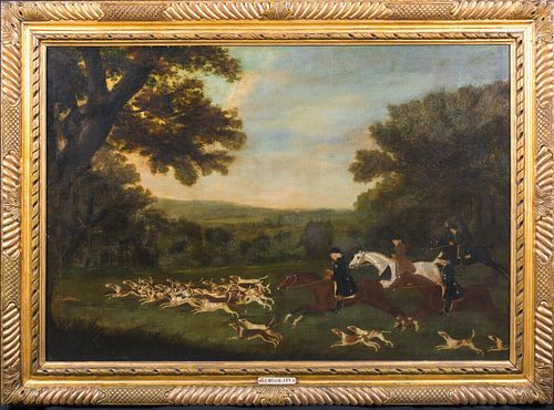 KING GEORGE III AND HUNTING PARTY OIL PAINTING
