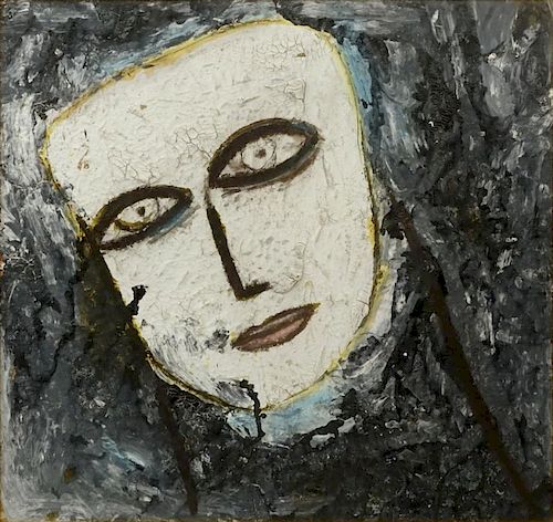 Jamali, United States/Pakistan (b-1944) Original Tempera  Fresco Oil on Canvas "White Face".
