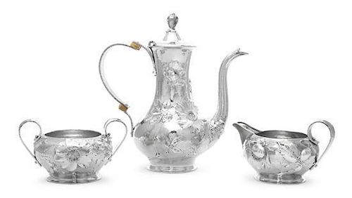 * An American Silver Three-Piece Coffee Set, Maker's Mark WC possibly for William Codman, Jr., Chicago, Early 20th Century, comp