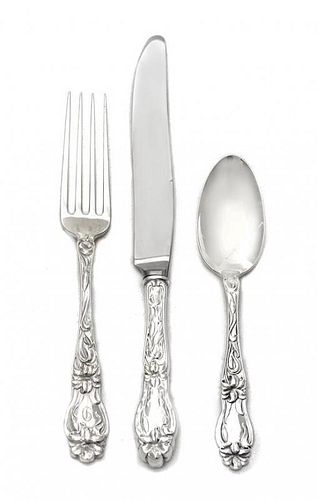 * An American Silver Flatware Service, Frank M. Whiting, North Attleboro, MA, Circa 1910, Lily pattern, some engraved with initi