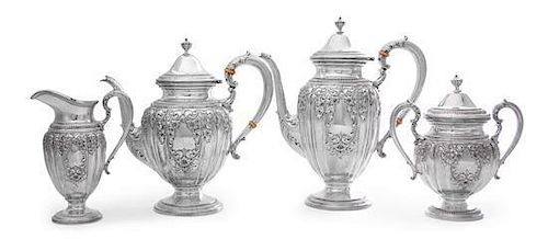 * An American Silver Four-Piece Tea and Coffee Set, Frank M. Whiting, North Attleboro, MA, Early 20th Century, comprising a teap