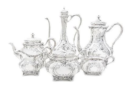 * An American Silver Six-Piece Tea and Coffee Set, International Silver Co., Meriden, CT, Retailed by Merrick, Walsh & Phelps, S