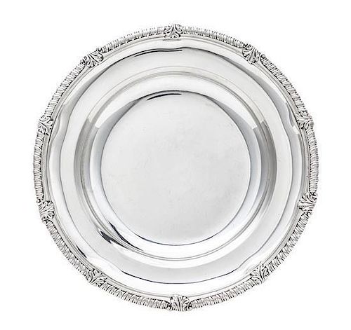 * An American Silver Dish, Tiffany & Co., New York, NY, Circa 1900, circular, the applied gadroon rim with leaf-tips at interval