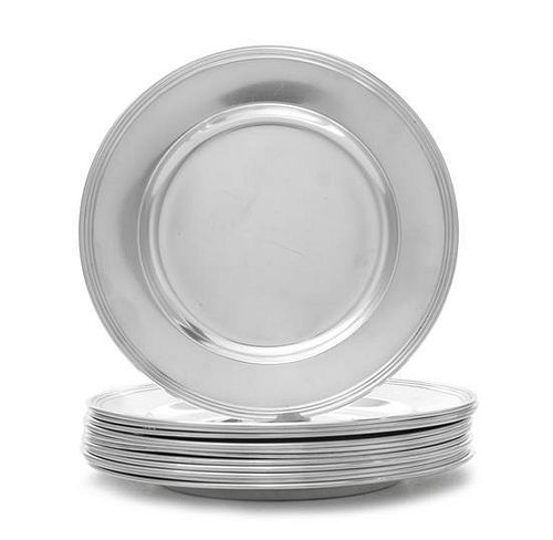 * A Set of Twelve American Silver Bread Plates, Mathews & Prior, New York, NY, Circa 1900, plain circular with reeded rim