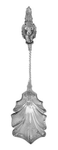 A Rare American Silver Serving Spoon of Chicago Interest, Northwestern Silver Ware Mfg. Co., Chicago, IL, 1865-71, the shaped bo