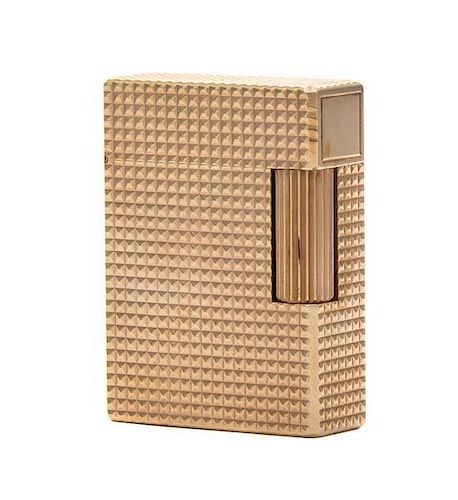 A French Gold-Plate Lighter, St. Dupont, Paris, Mid 20th Century, rectangular with faceted sides, in original presentation box