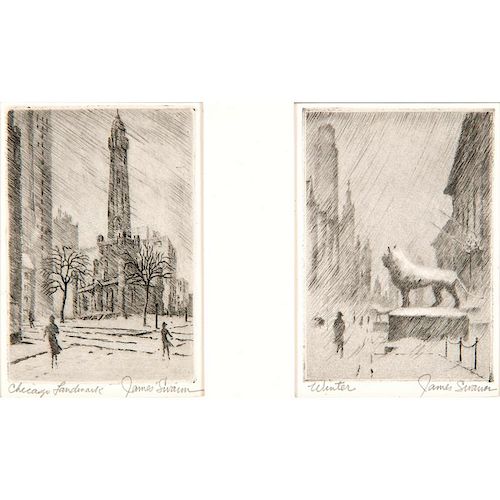 James Swann (American, 1905-1985) Etchings, Lot of Two