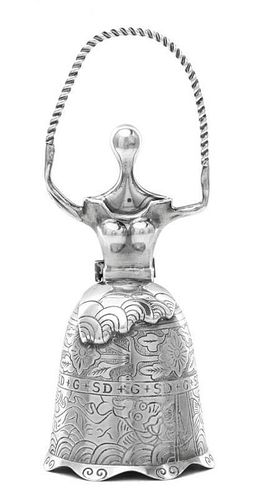 An American Silver Figural Bell, The Franklin Mint, Wawa, PA, Second Half 20th Century, titled Alice in Daliland after Salvador
