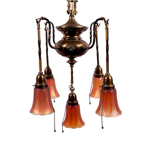 Five-Light Chandelier with Glass Shades