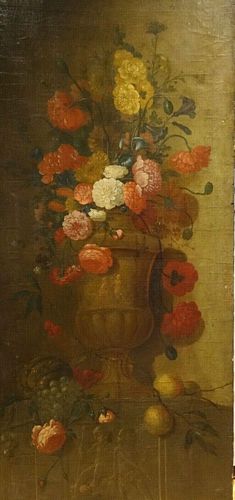 STILL LIFE OF ROSES IN AN URN OIL PAINTING